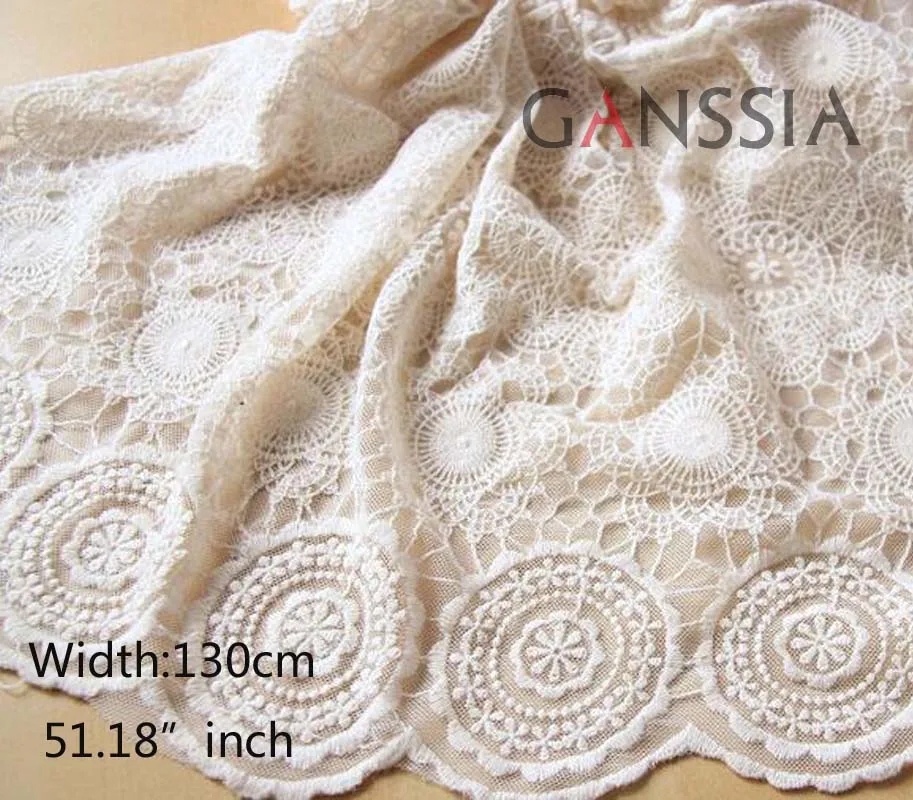 

1yard Width: 130cm 2 Colors Stylish Cotton Embroidered Mesh Lace Garment Laces Trims Trimmings DIY Sewing Accessories(ss-937)