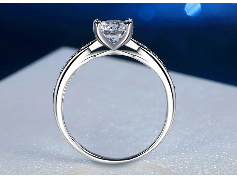 

925 Silver Sterling 1 Carat Natural Missanite Ring for Women Anillos Wedding Bizuteria White Topaz Gemstone Diamond Ring Females