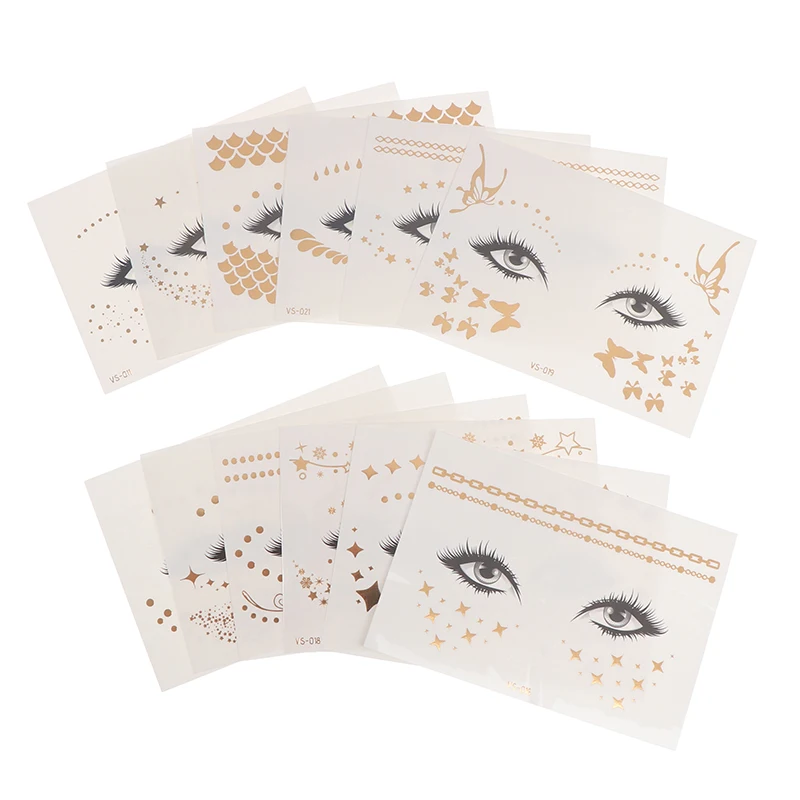 

1Sheet New Water-film Paper Gold Face Temporary Tattoo Waterproof Blocked Freckles Makeup Stickers Eye Decal
