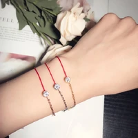 red string rope bracelet for women cz zircon good fortune 18kgp gold silver plated titanium steel fashion jewelry giftgb113