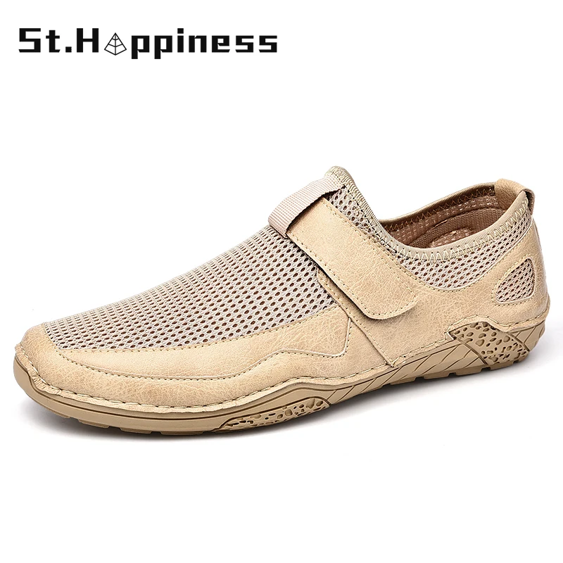 

2021 Summer New Men's Leather Casual Shoes Luxury Brand Fashion Soft Loafers Moccasins Outdoor Breathable Slip-On Shoes Big Size