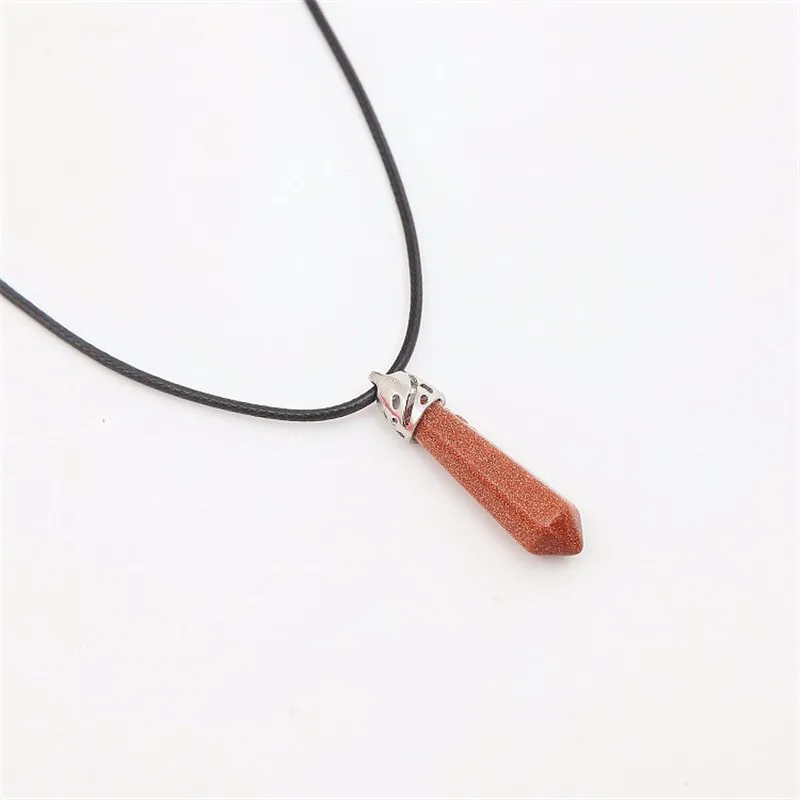 Natural Quartz Pendant Stone Hexagonal Pillar Pendants Necklace Chakra Healing Crystal Point Gem Necklaces For Women Jewelry