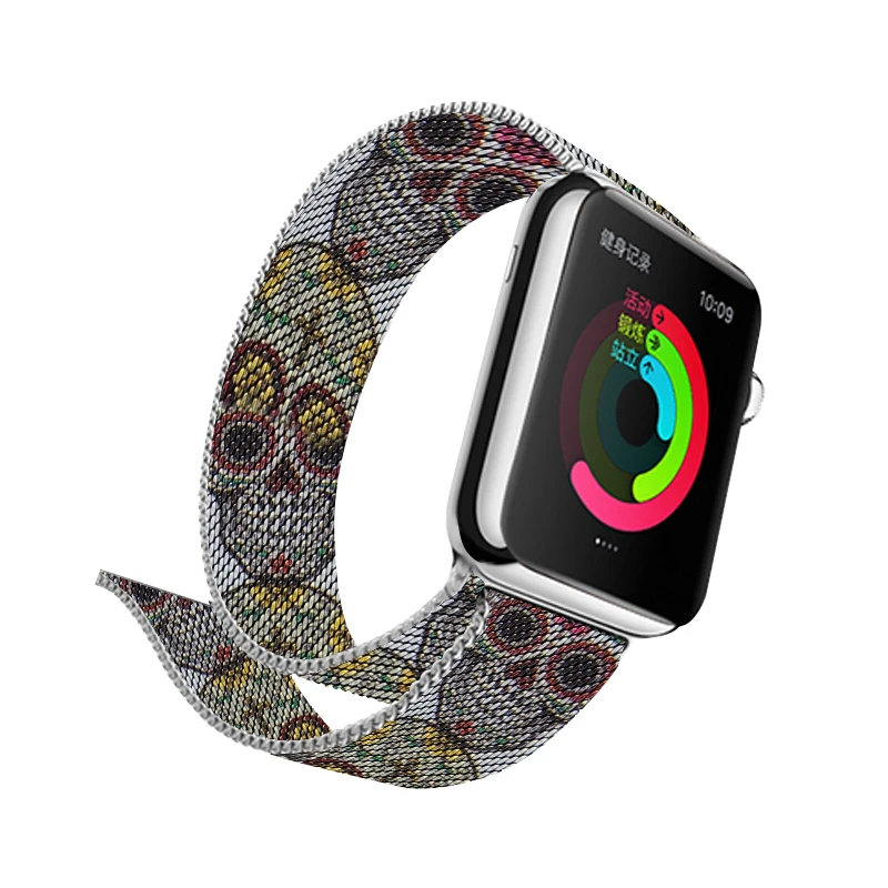 Миланская петля ремешок 44 мм 40 мм череп дизайн для Apple Watch серии 4 металлический браслет из нержавеющей стали ремешок для i Watch
