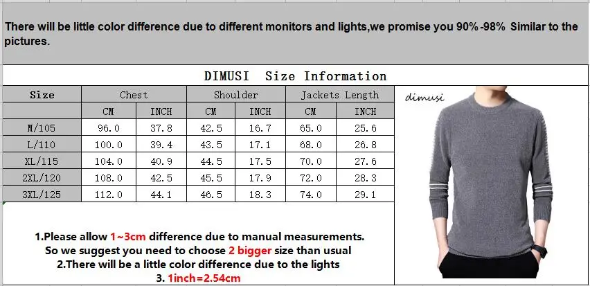 DIMUSI зимние мужские свитера повседневные однотонные с длинными рукавами