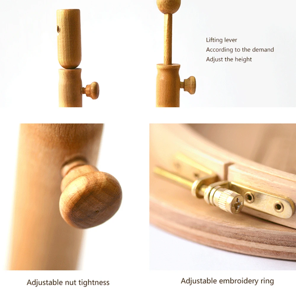 

Adjustable Desktop Embroidery Frames Hoop Wood Embroider Stand 360 Degree Rotating Cross Stitch Rack DIY Crafts Sewing Tools