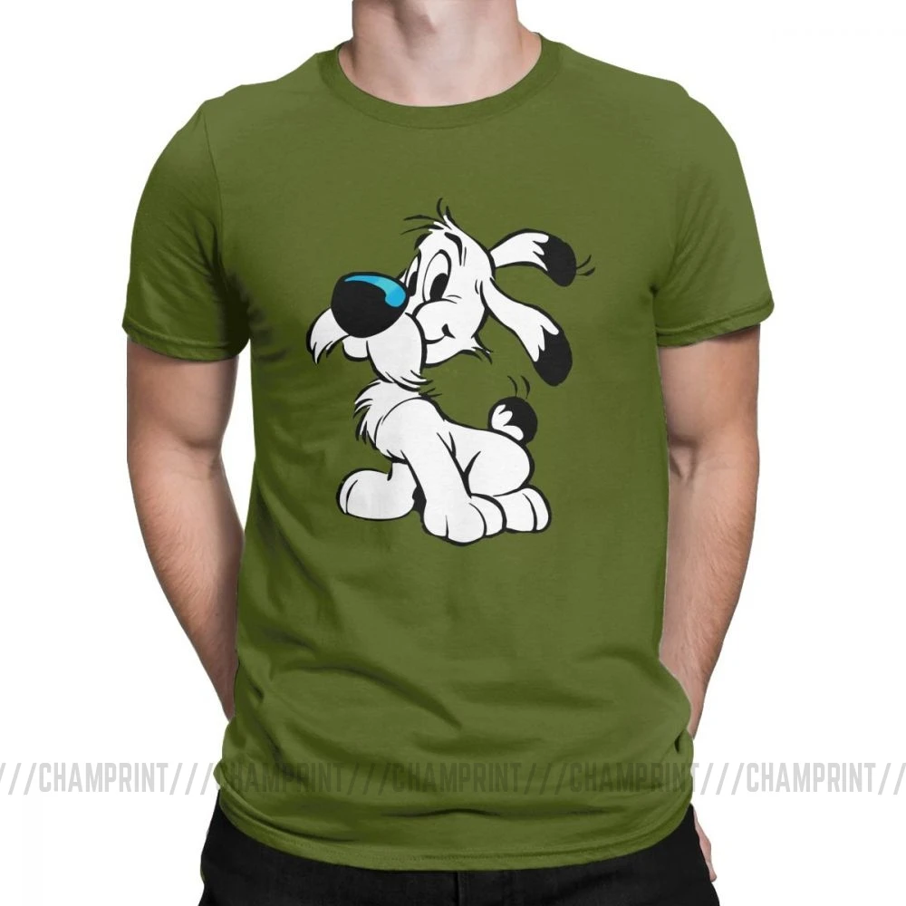 Мужские футболки Asterix And Obelix Новинка хлопковые футболки с коротким рукавом Dogmatix Idefix Ideafix Obelix футболка для собак топы размера плюс - Цвет: Армейский зеленый
