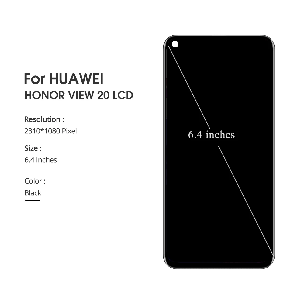 Оригинальный ЖК дисплей 6 4 дюйма для Huawei Honor View 20 сенсорный экран с дигитайзером в