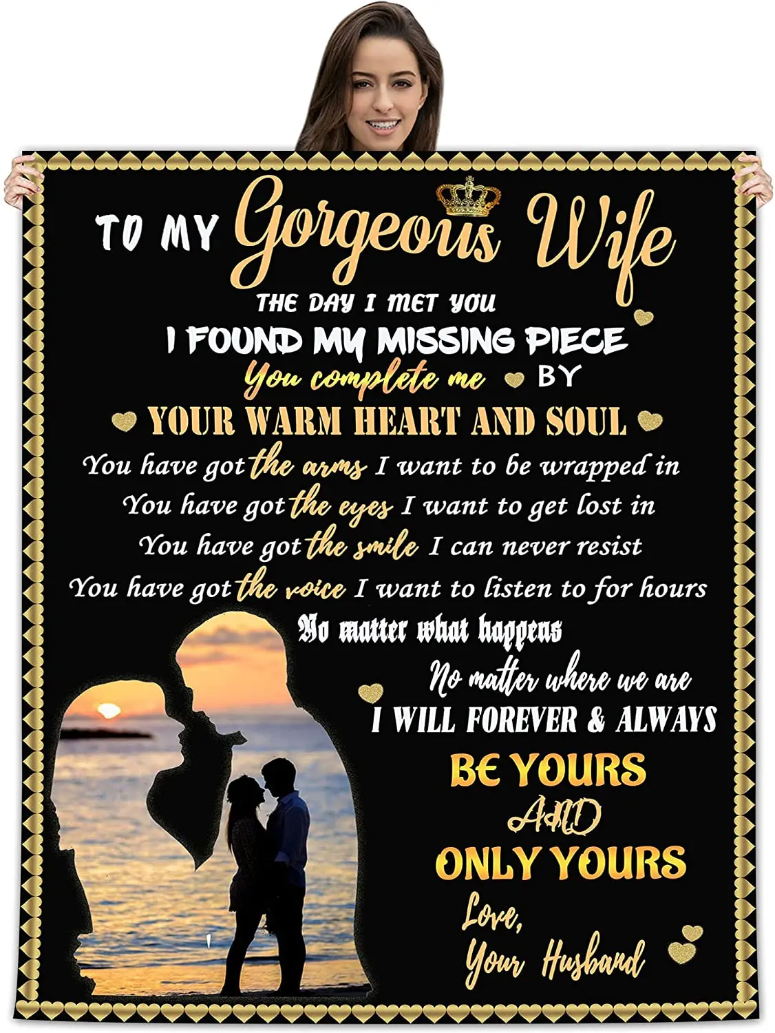 

to My Wife Blanket from Husband Love Letter Wife Gifts Soft Cozy Personalized Flannel Throw Blankets with Customized