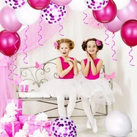 pink family party 12 inches sequined confetti decoration banner adult kids supplies happy birthday balloon set