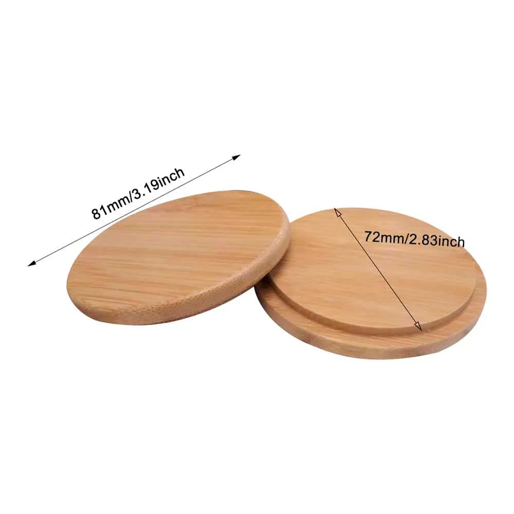 

4pcs Dustproof Coffee Mug Reusable Easy Clean Home Office Round Lid Leakproof Bamboo Cup Cover Kitchen Universal Drinking Solid
