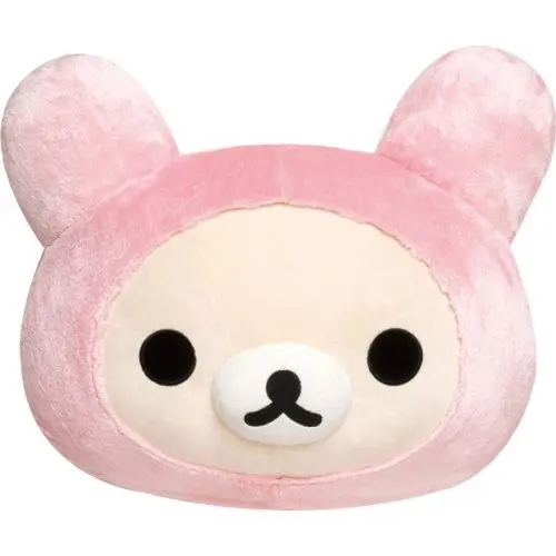 

Cute Rilakkuma Korilakkuma Bear Pink Bunny Ears Big Face Plush Pillow Cushion Stuffed Toy Doll Kids Children Gifts 45*40cm