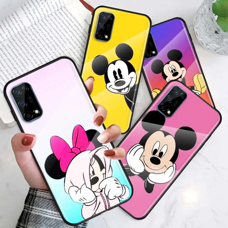 

Tempered Glass Cover Mickey Mouse Color For OPPO A9 2020 A52 Find X2 Lite Realme 7 7i 6 5 Pro C3 XT Phone Case Shell