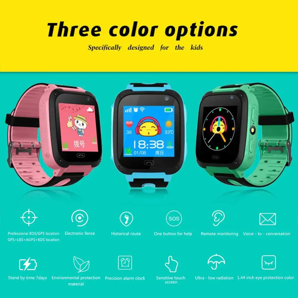 Детские Смарт часы gps монитор кровяного давления SIM карта трекер вызовов Детская
