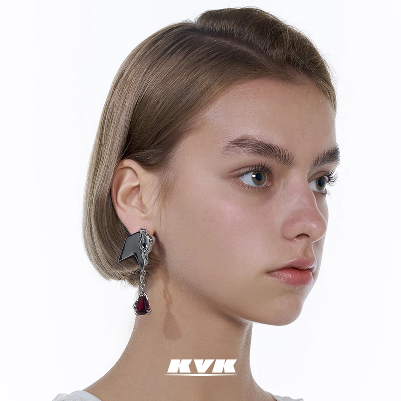 Серьги KVK с рубиновым Веном, символами, нишевые дизайнерские серьги с улучшенными чувствами