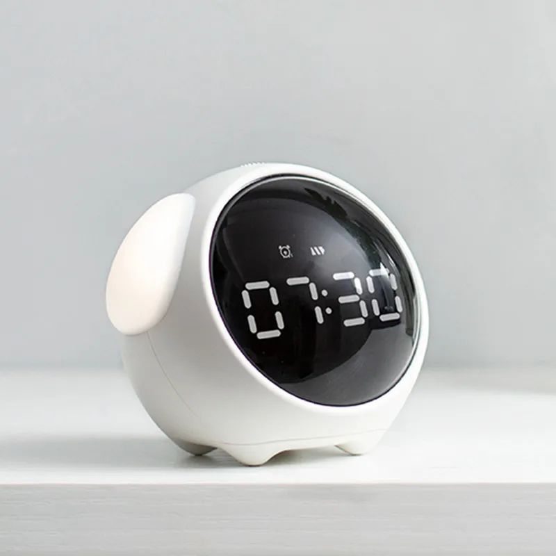Rechargeable Children LED Emoticon Pixel Alarm Clock Smart Luminous Alarm Clock Student Bedside Snooze Digital Mini Alarm Clock