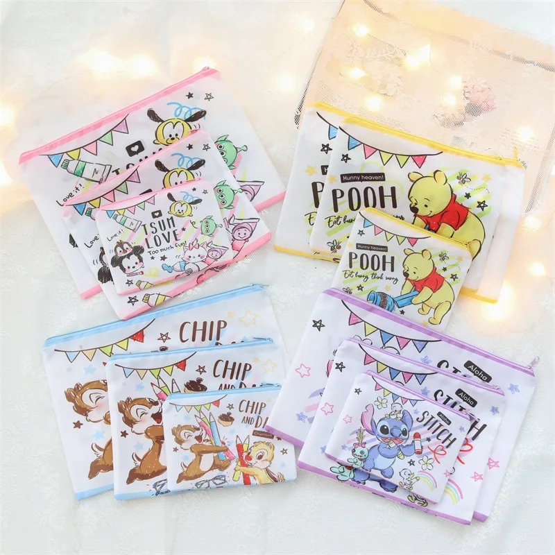 

Disney Cartoon File Bag A4 Information Bag Student Test Paper Stationery Storage Bag 3 Piece Set Pencil Bag Document Bag