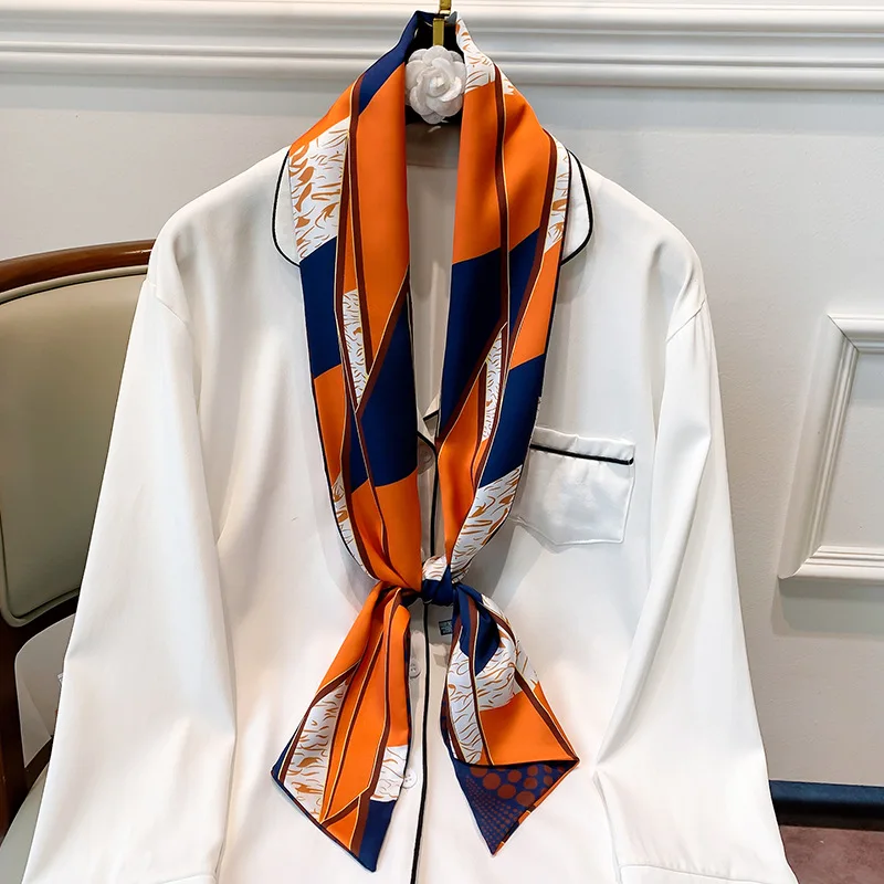 

Модный 2022 шелковый шарф для женщин с саржевым принтом, шелковый шарф, Женский офисный шейный платок, бандана, хиджаб, шаль, обертывания