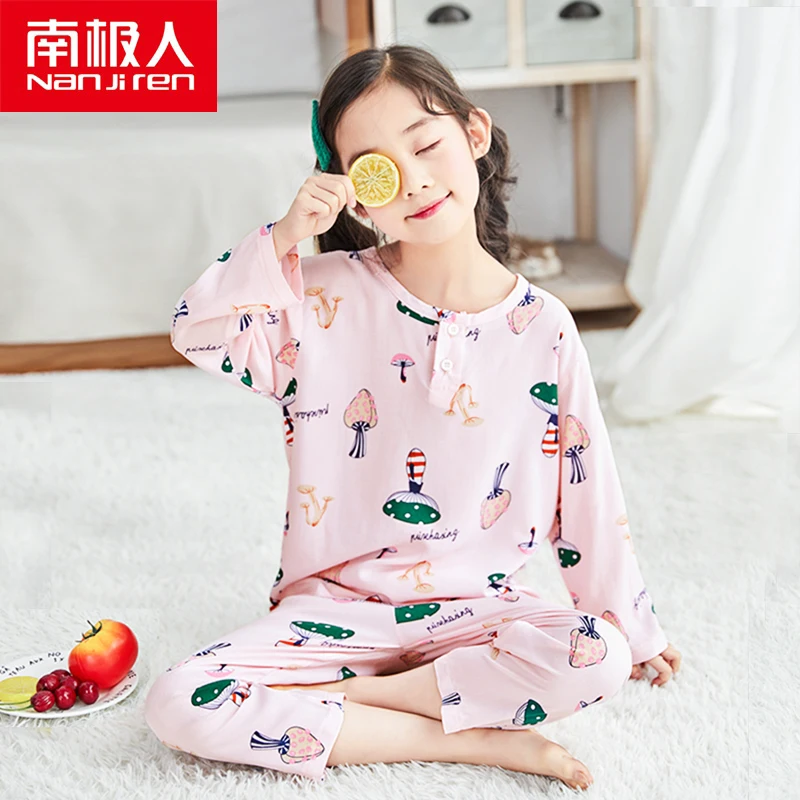 NANJIREN/детский пижамный комплект для девочек Розовый одежды сна Пижама малышей