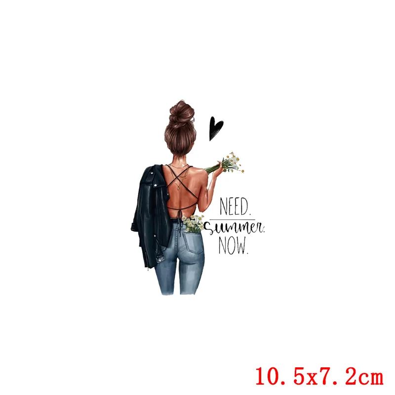 Patches For Clothing Fashion Girl Parches Heat Transfer Diy Flower Tshirt Ironing Patch Need Summer Now Vinyl Sticker On Clothes | Дом и сад