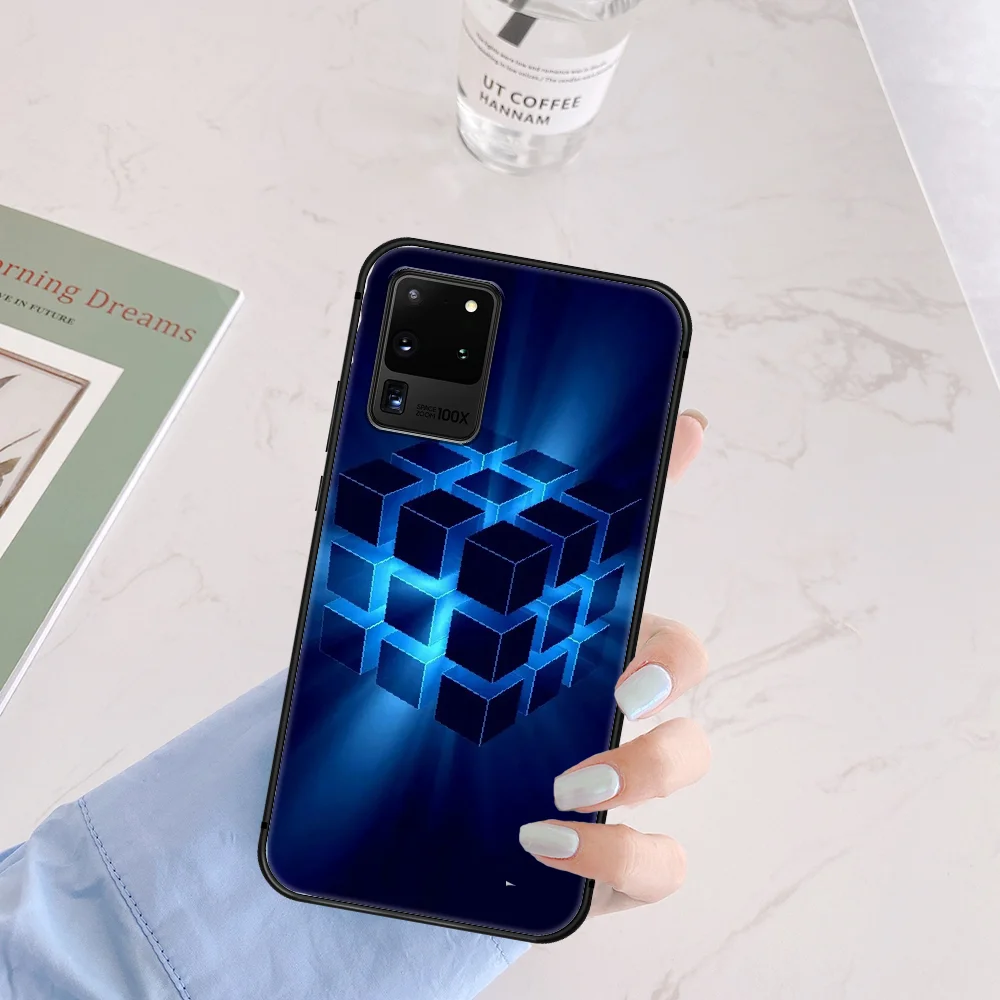 

Cute Cube Custom Rubiks Phone Case Cover Hull For Samsung Galaxy S 6 7 8 9 10 e 20 Edge Uitra Note 8 9 10 Plus black Bumper