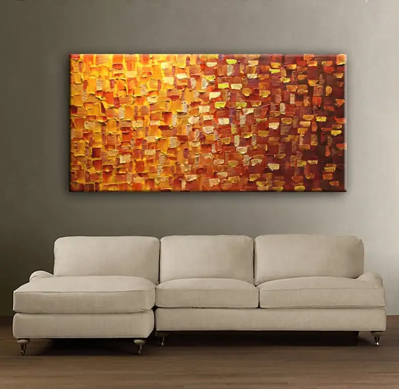 

Оригинальная абстрактная живопись, акриловое текстурированное искусство, большая оранжевая живопись, абстрактное оранжевое искусство, бо...