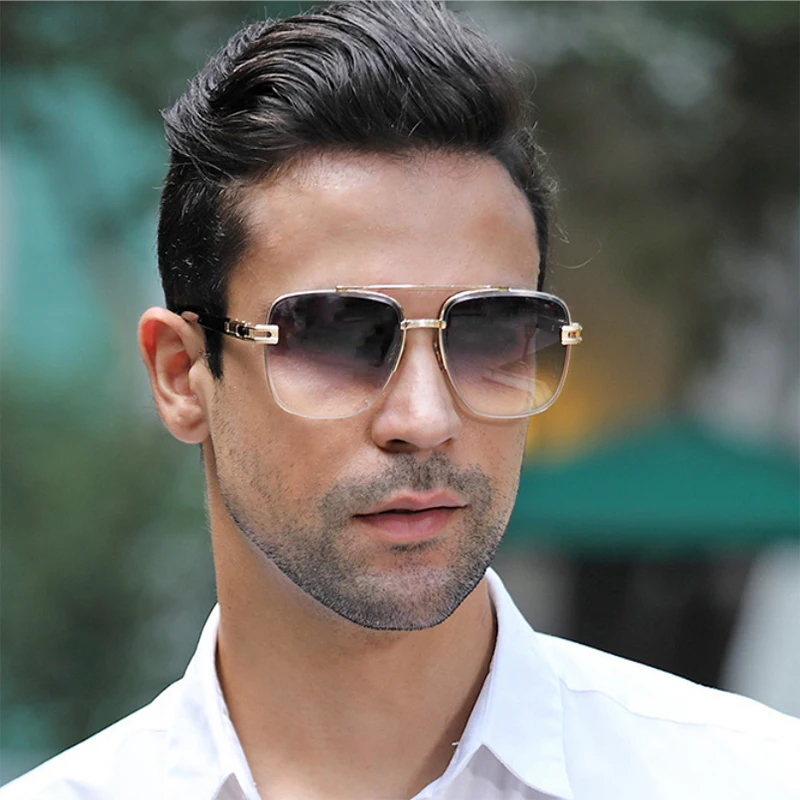 

2021 Luxury Two-Tone Square Frame Sunglasses For Men Vintage Fashion Lentes De Sol Hombre Classics Luxe Brand Luxe Vogue Glasses