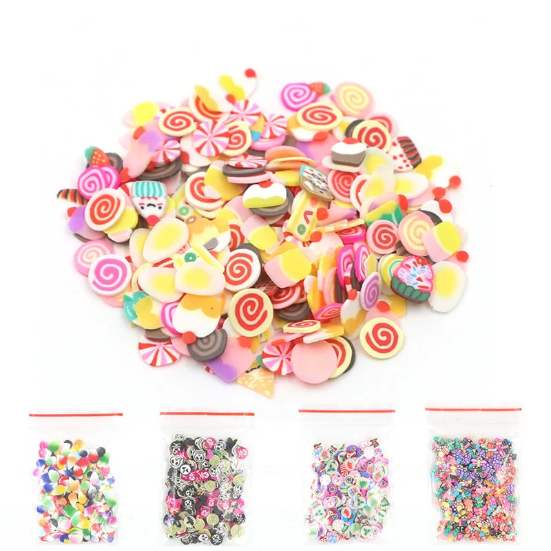 Fimo slits Slide Charms для поставки слаймов, набор пушистых фруктов, полимерные прозрачные клейкие аксессуары, скользящая шпатлевка, глина, детские игрушки для дизайна ногтей