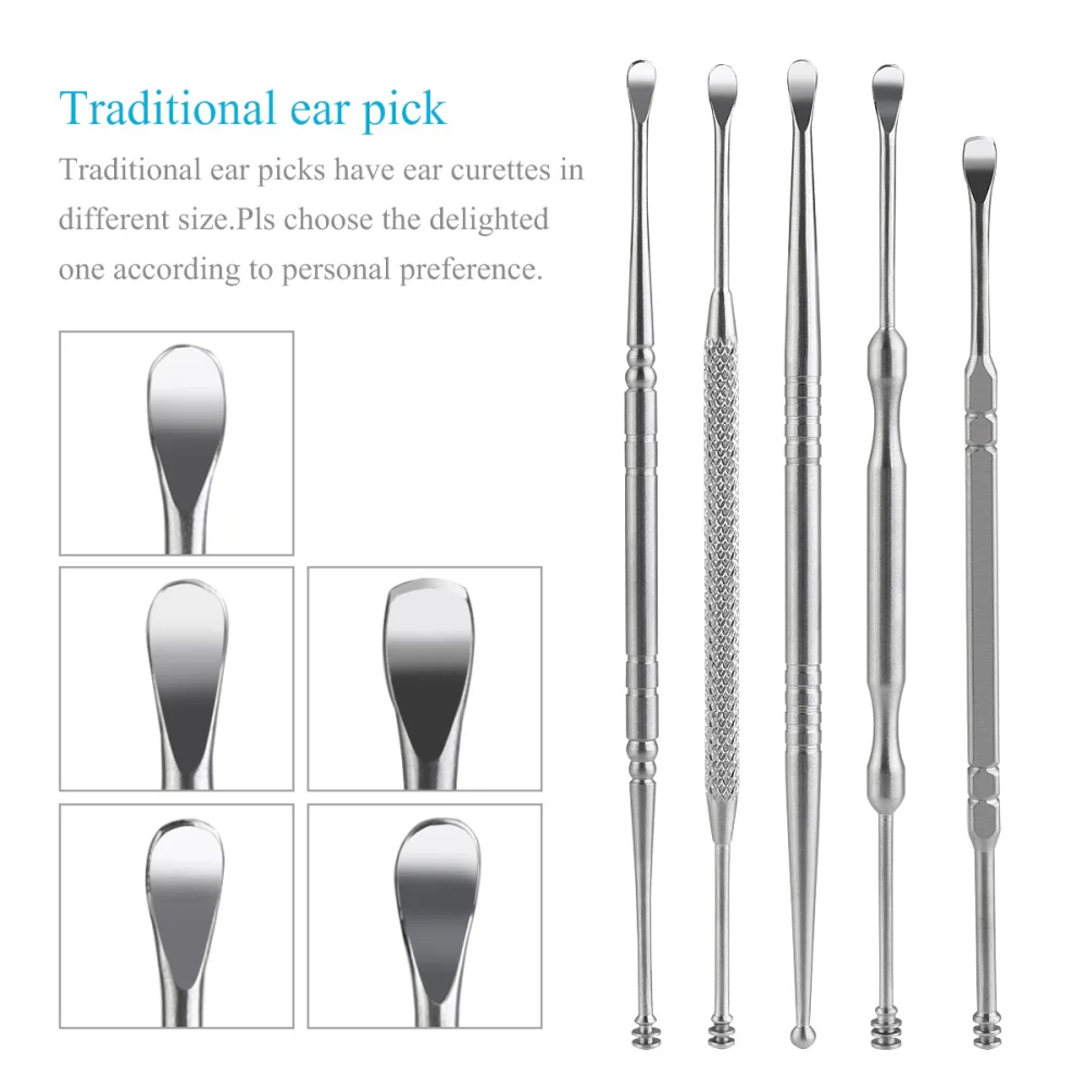 

ETEREAUTY 6 Pcs Ear Wax Removal Kit Ear Curette Earwax Removal Ear Pick Grade Stainless Steel with Storage Box