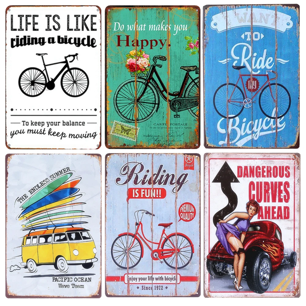 

RIDE BICYCLE Retro Metal Tin Signs BAR Pub Home Decor Wall Posters Pub Decoration Beer Plates Life Is Like Riding Plaque N099