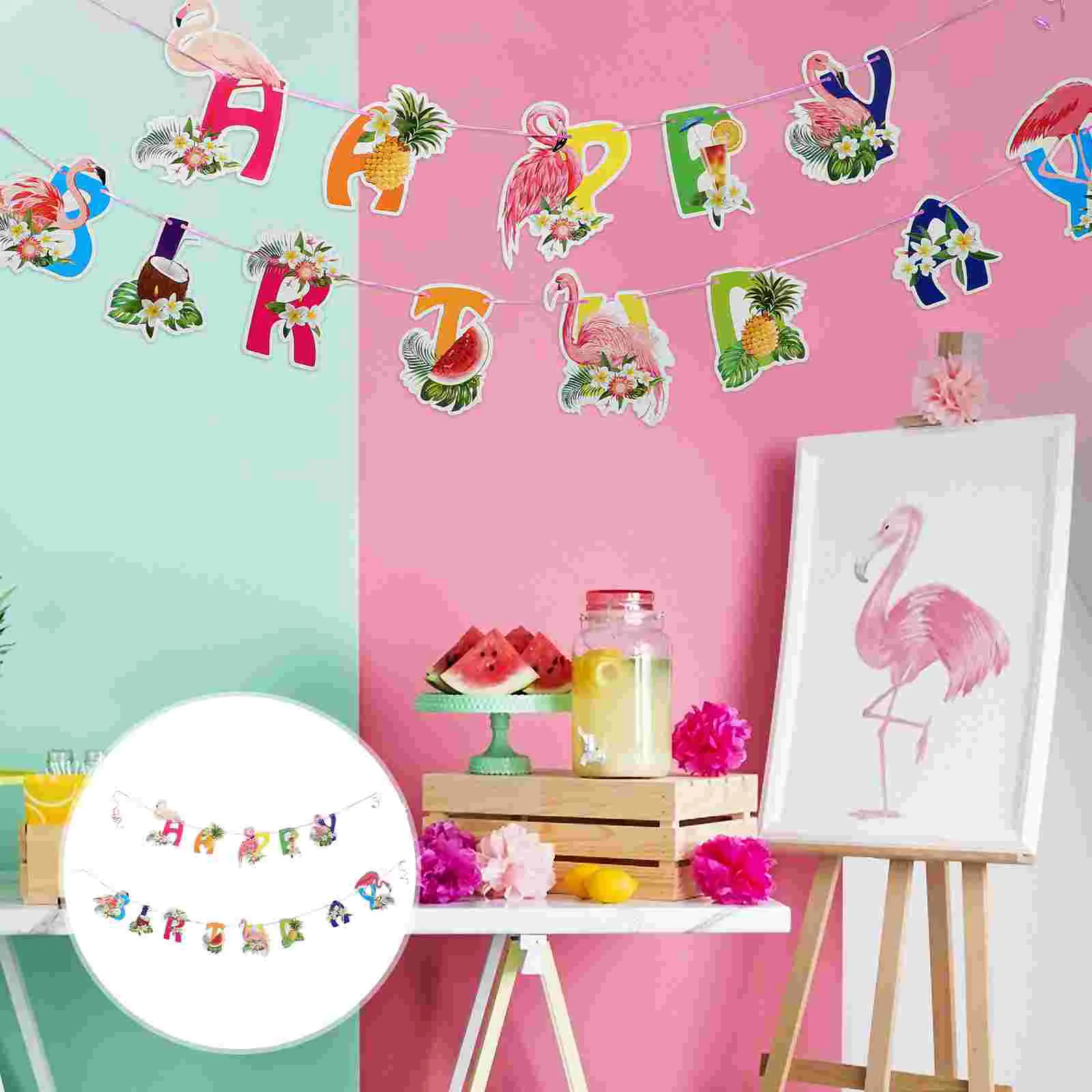 

2 набора, праздничные висячие украшения в виде Гавайских баннеров для дня рождения