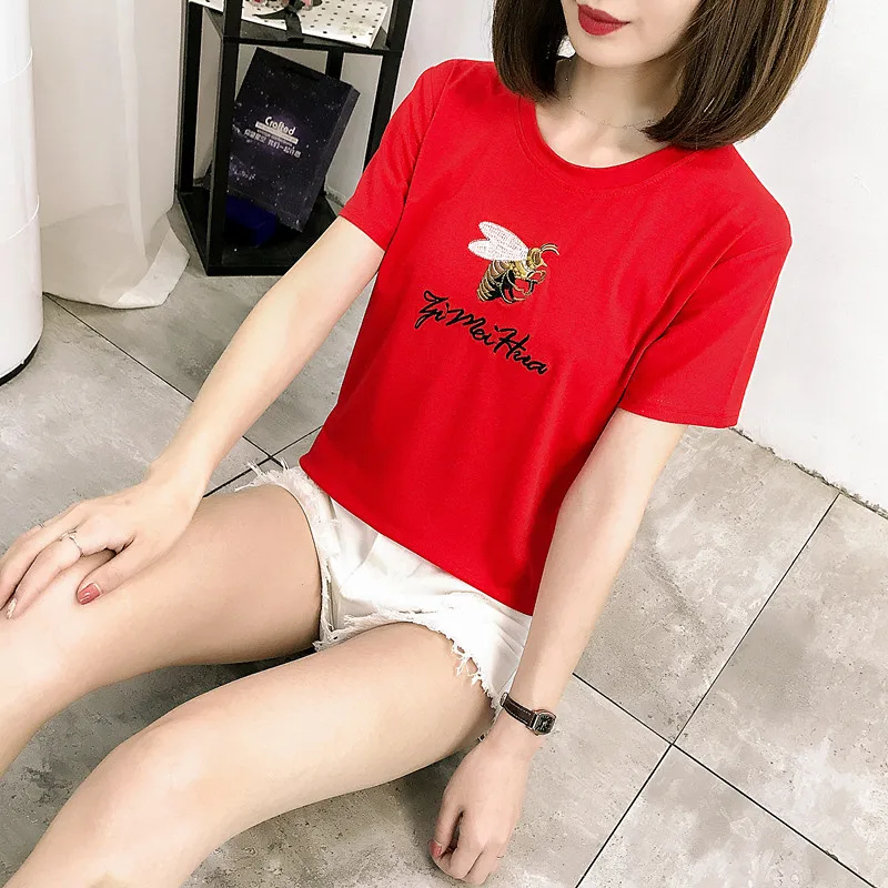 Новая летняя женская короткая футболка Летняя Сексуальная с коротким рукавом