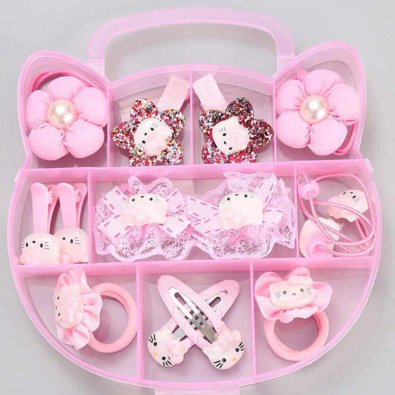 C series Весь набор hello kitty/аксессуары в виде мишки для девочек, эластичные резинки для волос, заколки для волос, заколки, ожерелье, серьги, детский подарок на день рождения - Цвет: C series