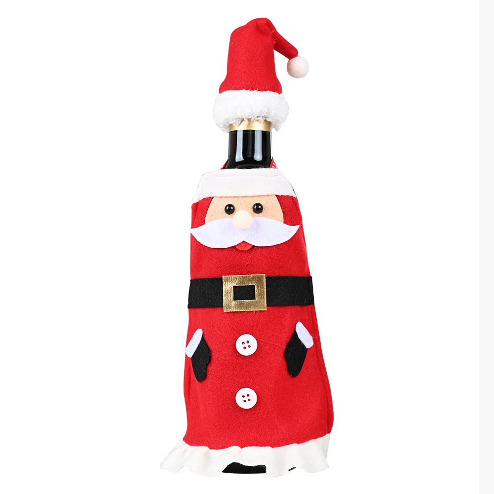 

Christmas Wine Bottle Cover Santa Claus Champagne Wine Clothes Cover For Christmas Dinner Party Decoration