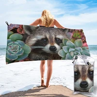 bathing towel cute raccoon in succulents bath wearable towel dress fast drying beach spa magical nightwear sleeping