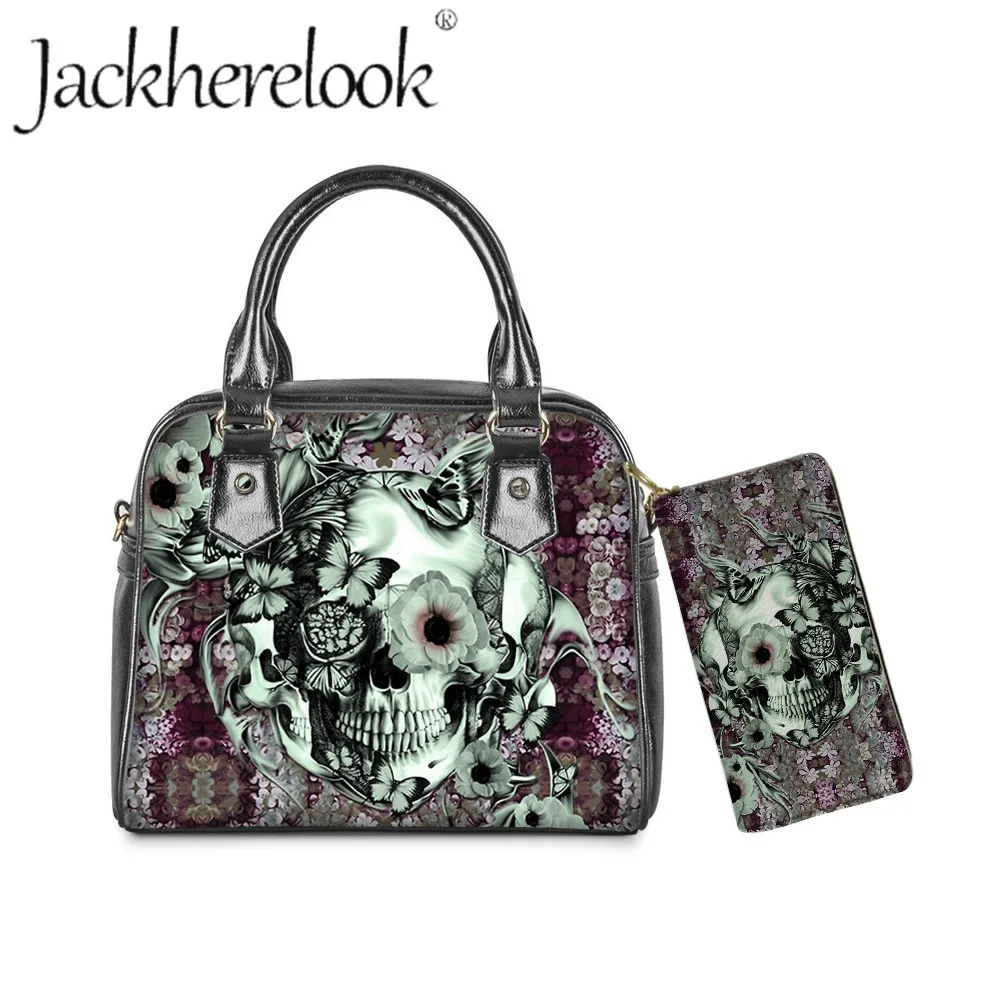 

Jackherelook Sugar Skull с принтом бабочки женские 2 шт./комплект сумочки кошелек из искусственной кожи вместительная сумка через плечо