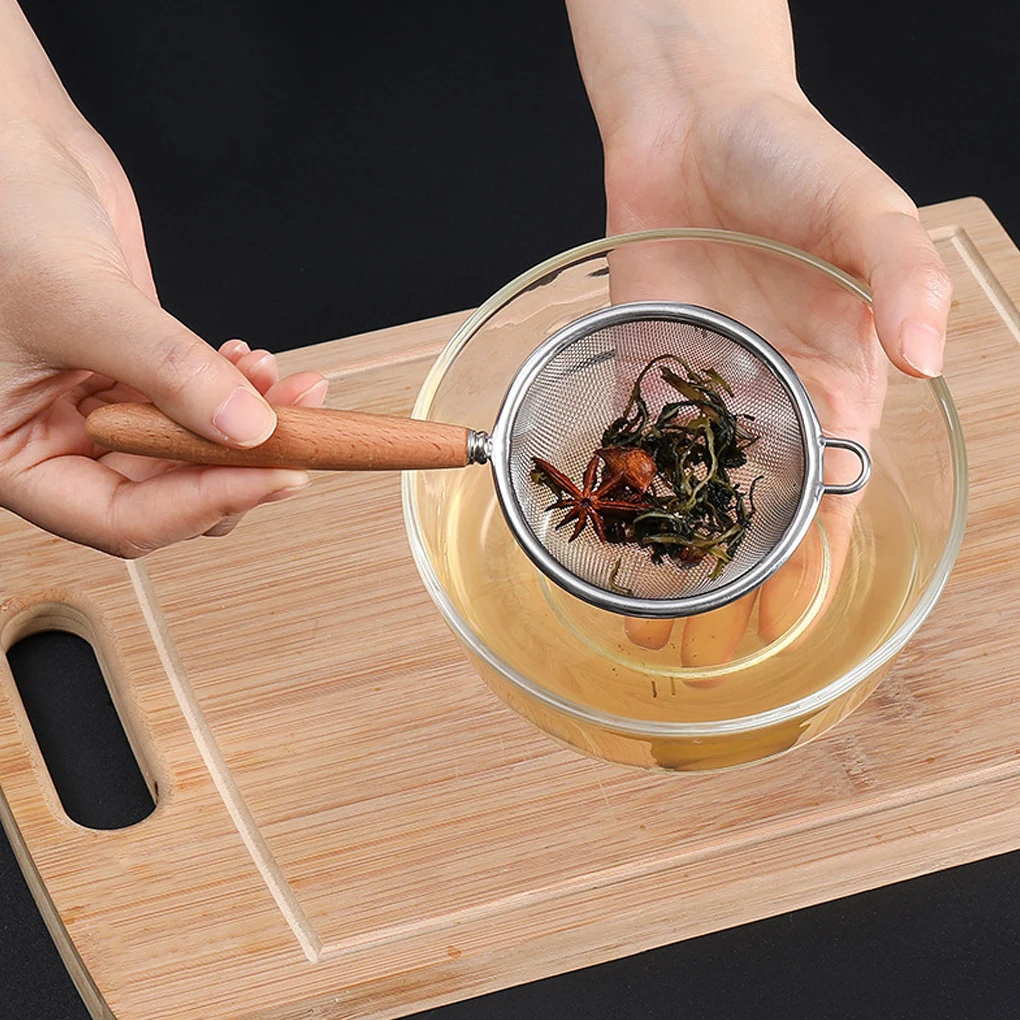 Многофункциональный дуршлаг кухонный фильтр с деревянной ручкой ручной из