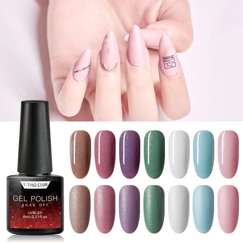 

T-TIAO CLUB 6 мл цветной УФ-гель, голографические Блестящие Блестки, полуперманентный отмачиваемый фотогель, дизайн для маникюра