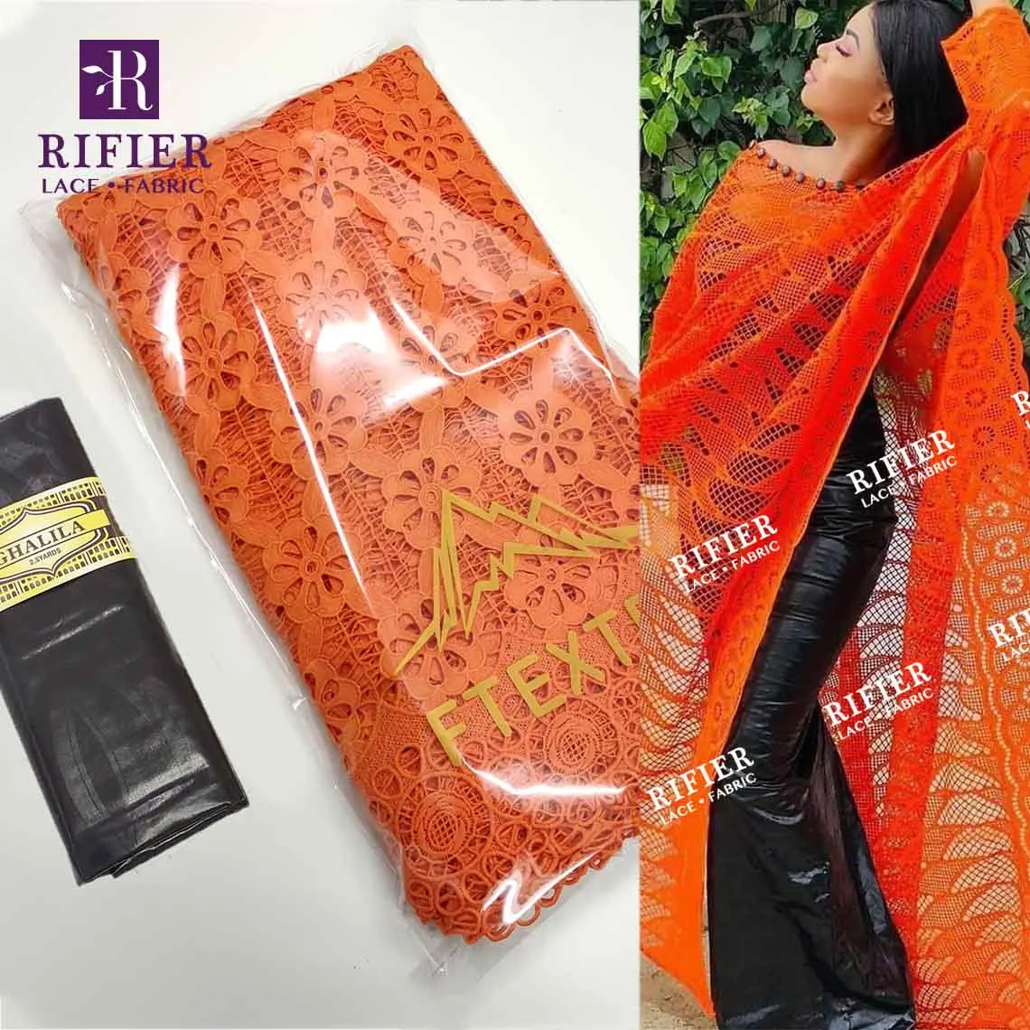 Оранжевая и черная 2 5 + ярдов настоящая швейцарская вуаль кружева ткань с