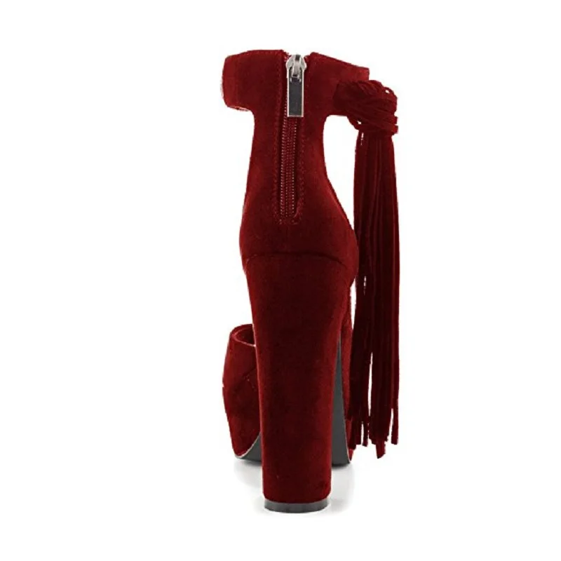 Женские босоножки с бахромой и открытым носком на квадратном каблуке размеры 4