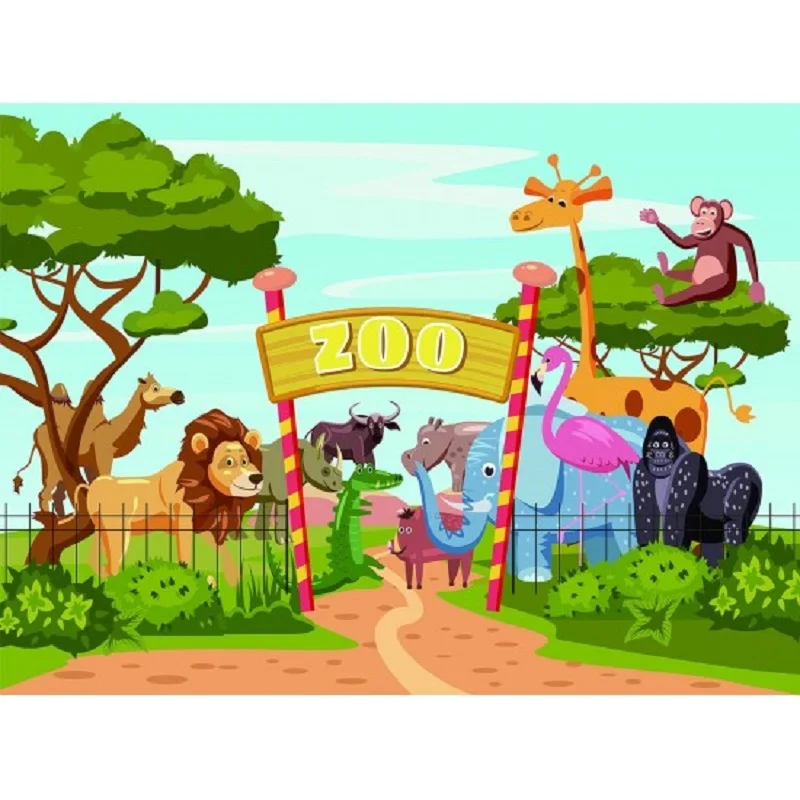 

Photo Studio Props Photography Backdrop Cartoon Zoo Vinyl Background Baby Shower Children Birthday Party Decoration