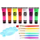 7 трубок 25 мл УФ светящийся черный свет светящаяся краска для лица и тела неоновый флуоресцентный пигмент светящийся в темноте макияж краска набор D02 20