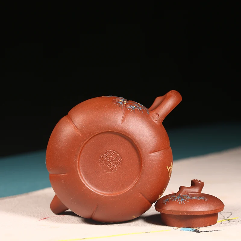

Yixing authentic raw purple clay teapot master pure handmade tea set home office Kungfu teapot pine needle