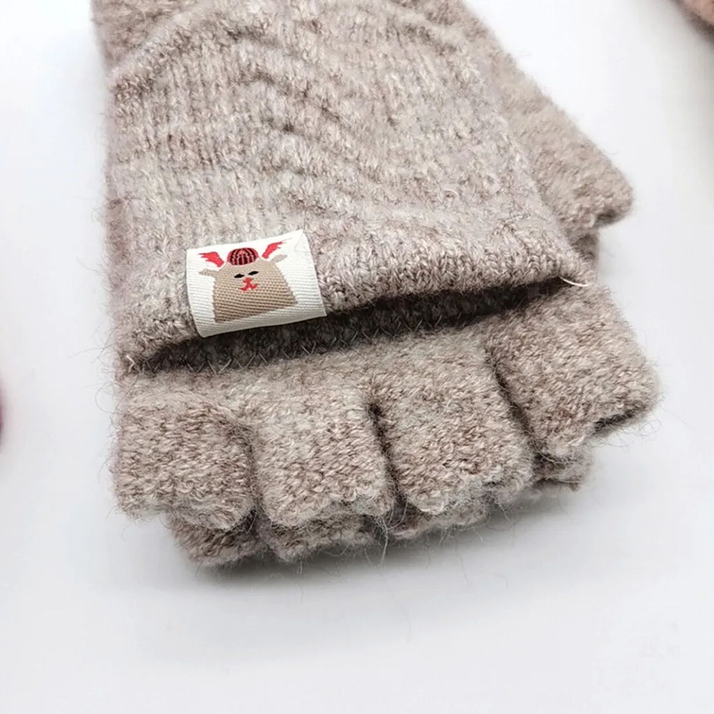 

Thicken Half Finger Flap Baby Gloves Kids Gloves Children Winter Warm Knitted Convertible Flip Top Fingerless Mittens Gloves