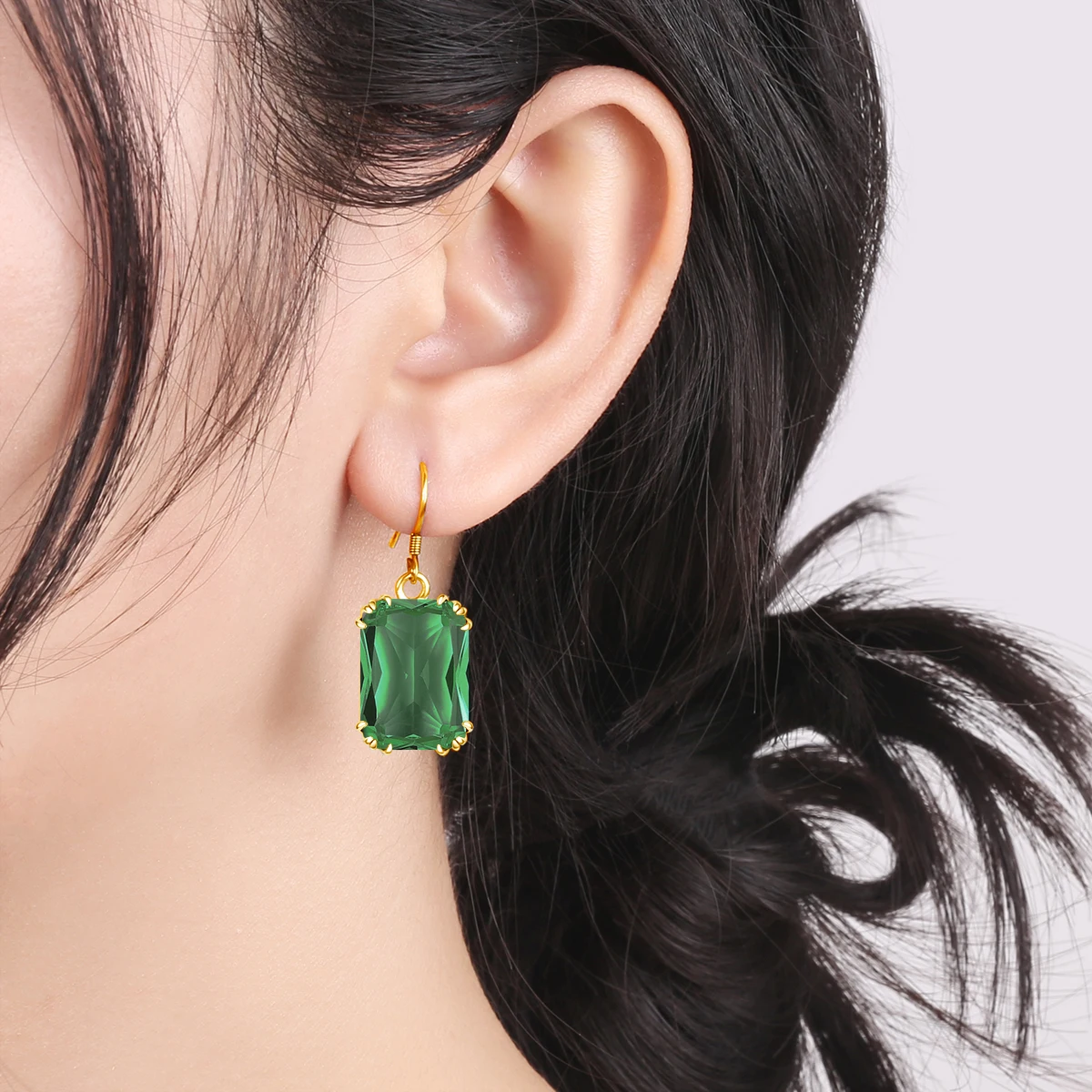 

Silver Chakra Silver Earrings 925 Women 14K Gold Drop Earrings Green Emerald Korean Fashion Silver Jewelry Christmas Gifts New