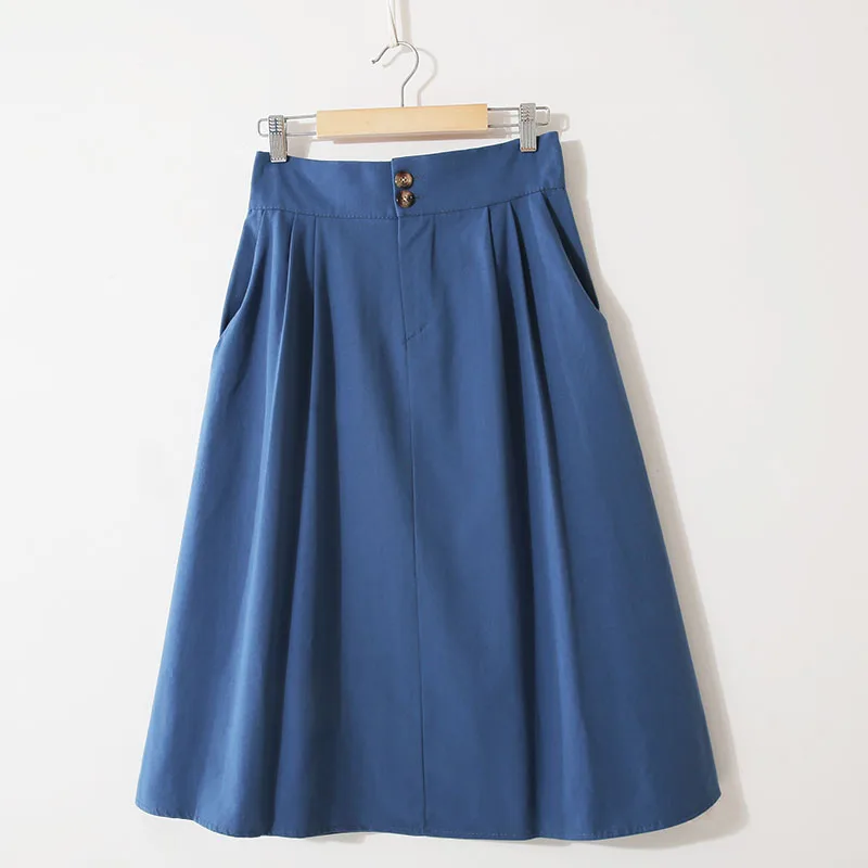 

Women High Waist Vintage Solid Skirts Lady Office Fashion Slim A-Line Skirt Casual Mid-Calf Skirts Female J180