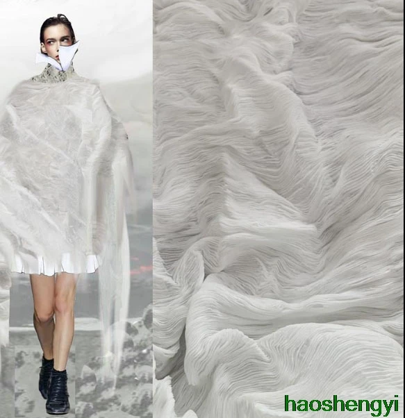 Ткань из водорослей Hengluan white мягкая прозрачная со складками за полцены | Дом и сад