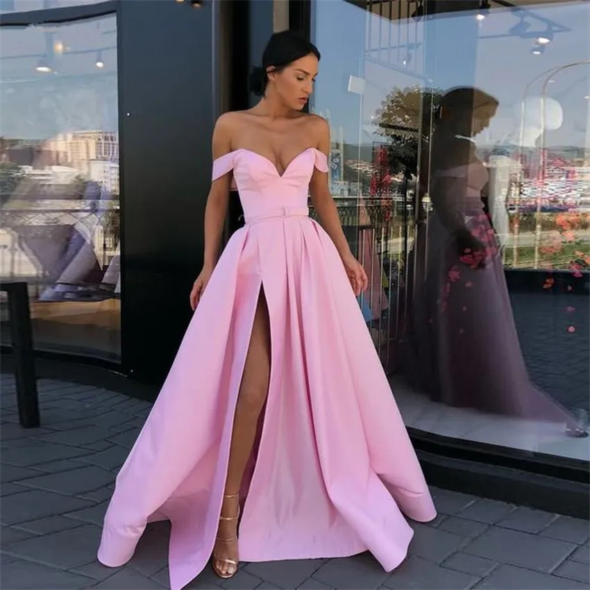 

NUOXIFANG Robe De Soiree Pink Satin Evening Dresses Sexy Simple Elegant Prom Formal Dresses 2020 Custom Made