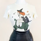 Футболка Witchy A-Go в оранжевой одежде Wicca, винтажная, на Хэллоуин, вдохновленная озорством, эстетические Графические футболки, Женский Топ