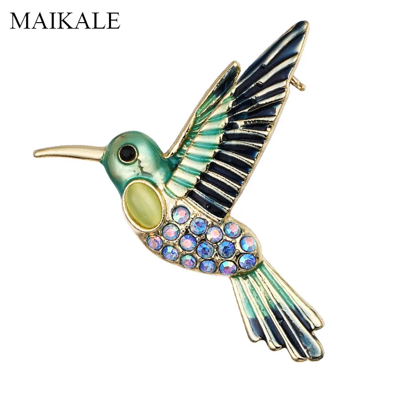 

MAIKALE High Quality Bird Brooch Pins Crystal Rhinestone Brooches for Women Ladies Corsage Shirt Suit Kids Bag Accessories 2021