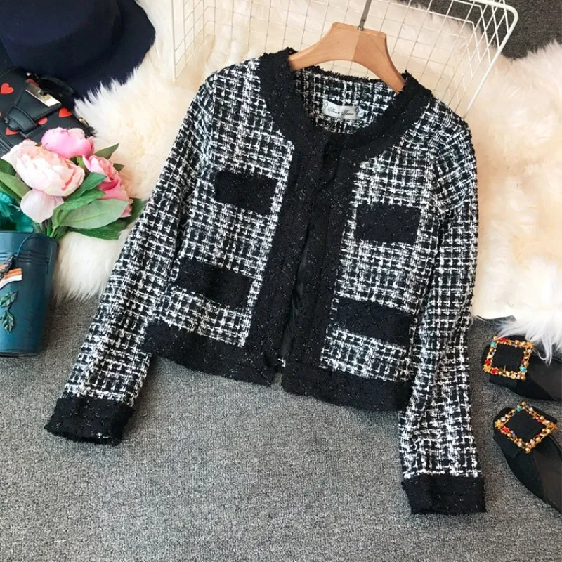 Женское небольшое ароматное Короткое шерстяное пальто новинка 2020 твидовая